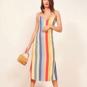 Reformation Jaxon Midi Dress in Sunburst Rainbow 4